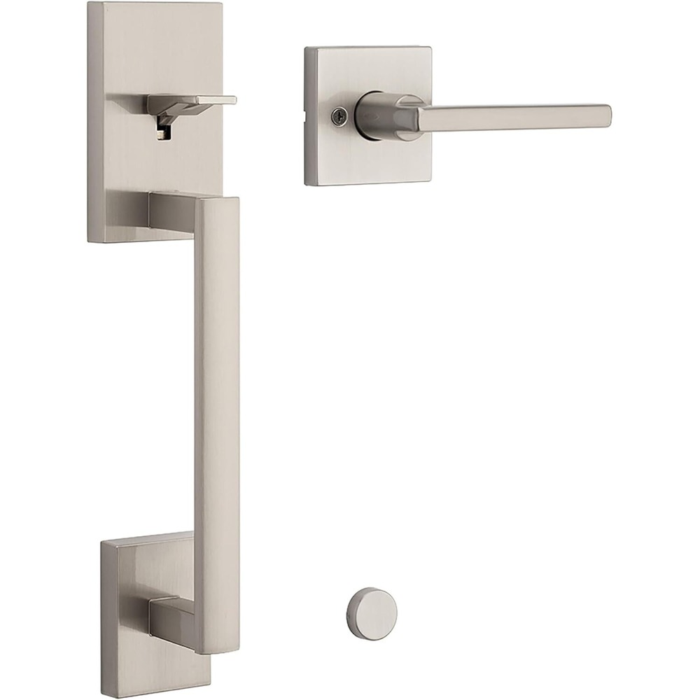 Kwikset San‎ Clemente Exterior Door Handleset No Deadbolt Satin Nickel Finish